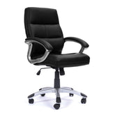 Nautilus Designs Greenwich High Back Leather Effect Executive Office Chair With Contoured Design Backrest and Fixed Arms Black - BCP/T101/BK DD
